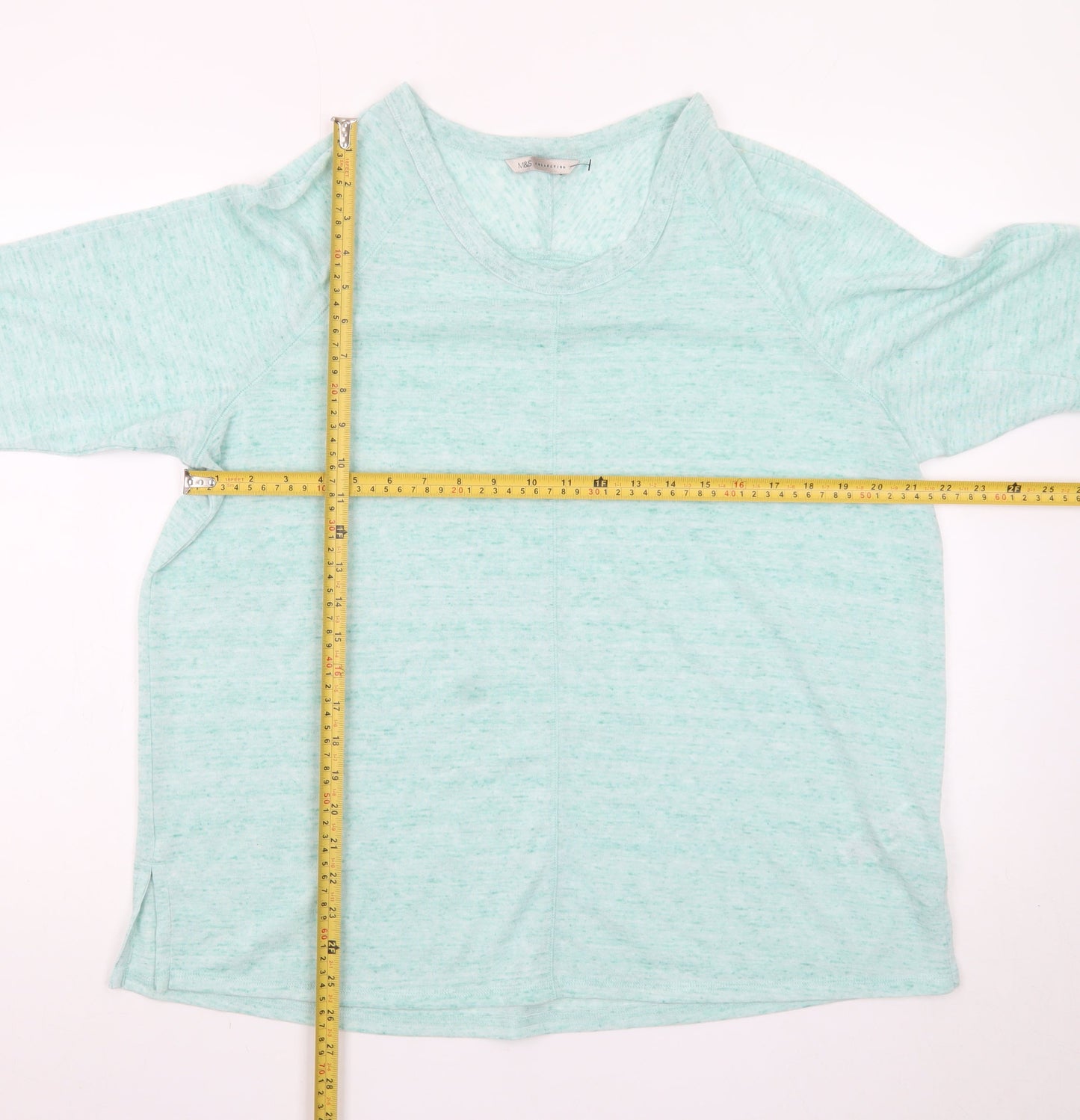 Marks and Spencer Women's Green Relaxed 3/4 Sleeve Basic T-Shirt Size 20