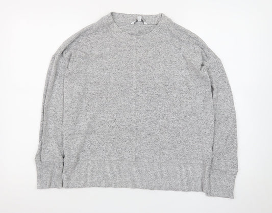Next Women’s Grey Knit Long Sleeve Crew Neck Basic Top Size 14P