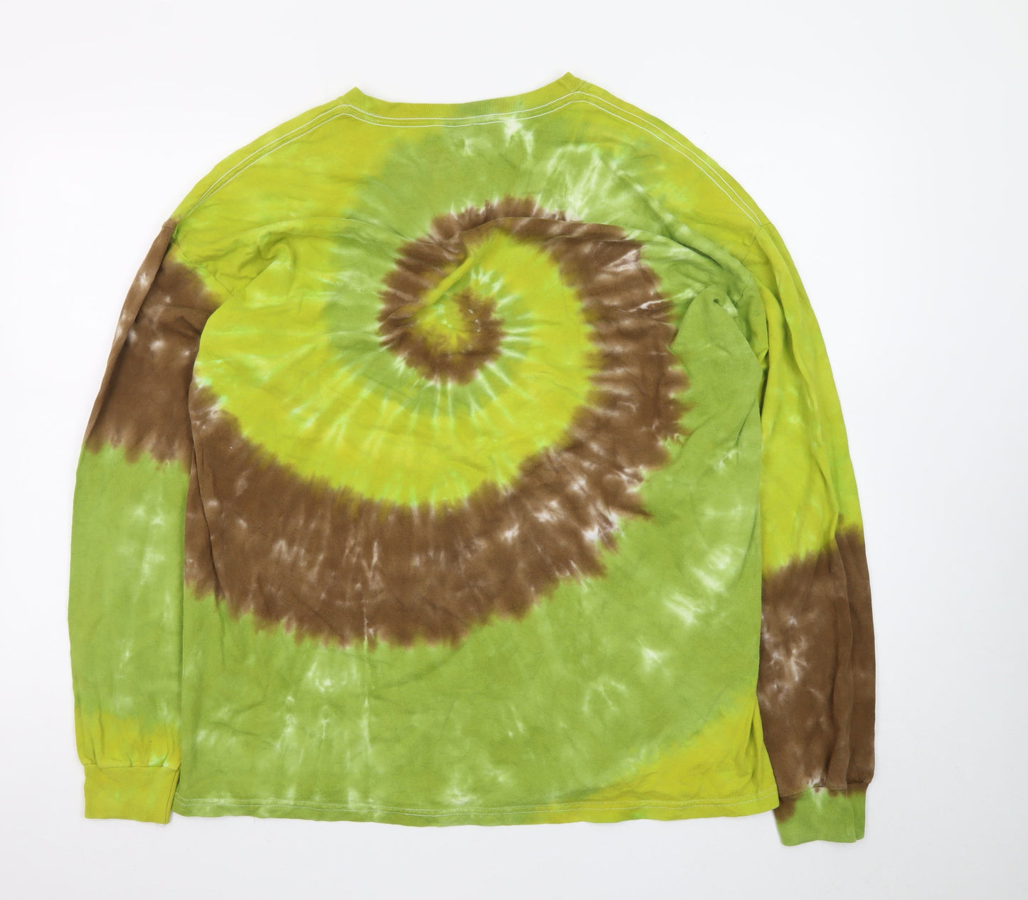 Hanes Heavyweight Men's XL Tie-Dye Long Sleeve T-Shirt Green Brown Retro