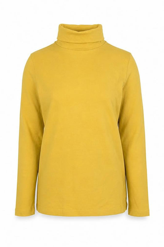 Poof! Women's Yellow Roll Neck Long Sleeve Stretch Top Size S
