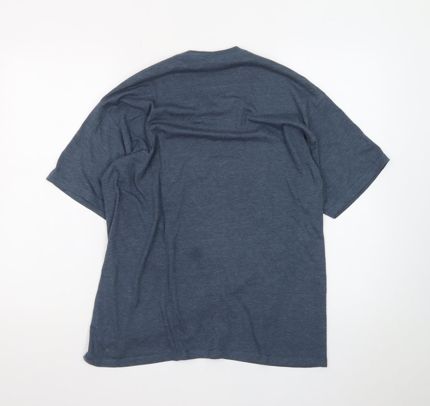 Volcom Men's Blue Graphic Logo Crew Neck Cotton Blend T-Shirt Size L