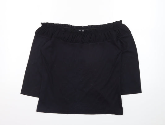 Raspberry Collection Women Black Off Shoulder 3/4 Sleeve Tunic Blouse Size 14