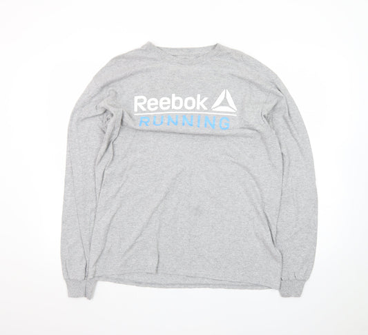 Reebok Men's Grey Long Sleeve Running T-Shirt Size L