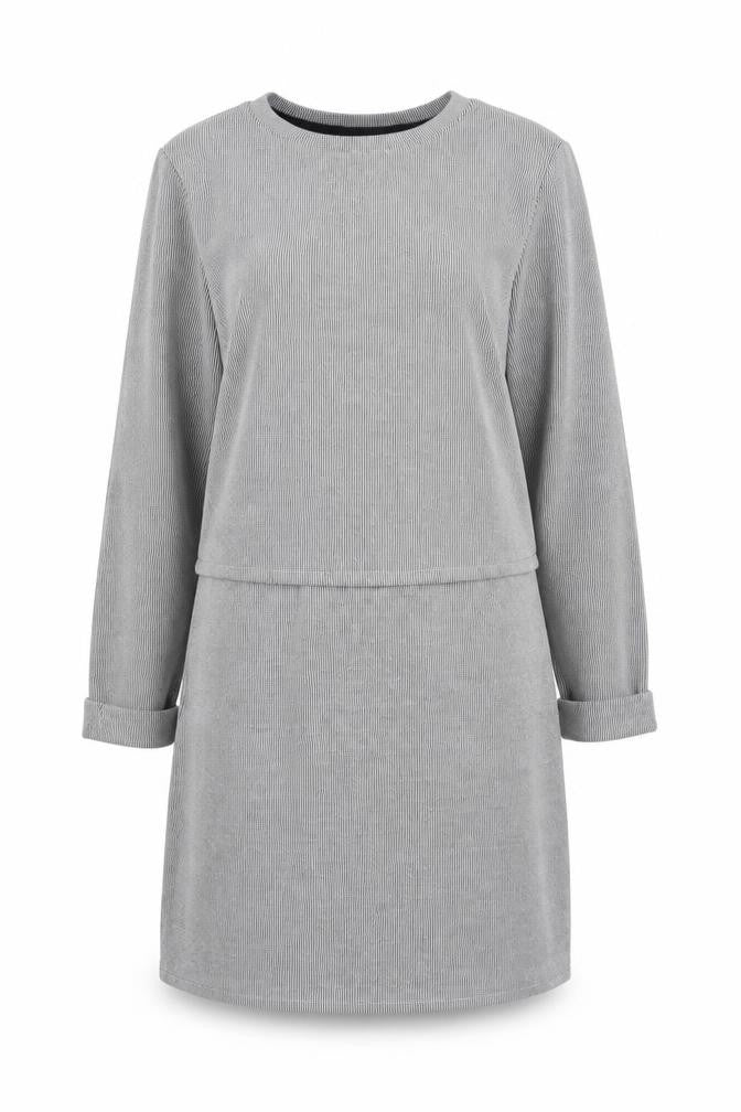 Topshop Women’s Grey Cotton Shift Dress Size 12 Long Sleeve
