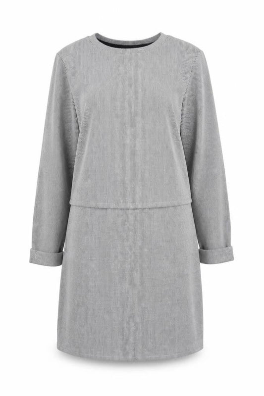 Topshop Women’s Grey Cotton Shift Dress Size 12 Long Sleeve