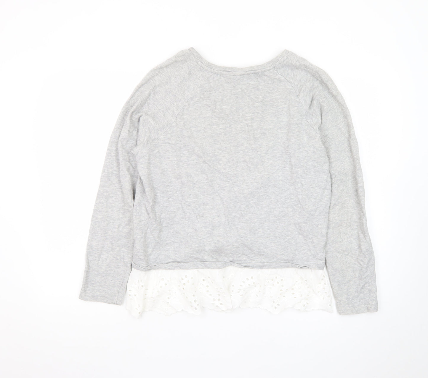 JDY Women's Grey Ruffle Hem Long Sleeve Tunic Blouse Size M