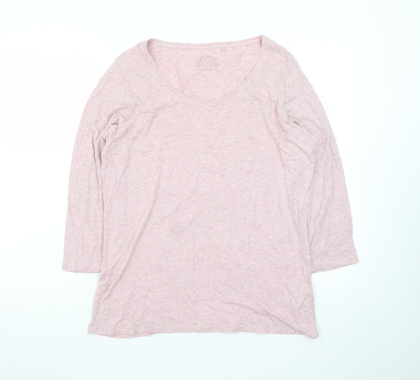 FatFace Women Pink 3/4 Sleeve Cotton Basic T-Shirt UK 10