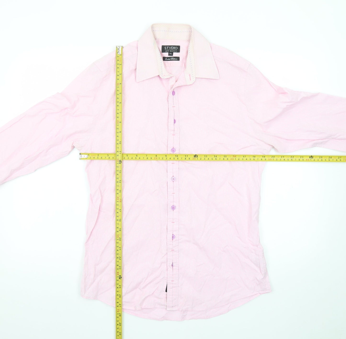 Jeff Banks Men's Pink Long Sleeve Button-Up Shirt 15.5in Limited Edition