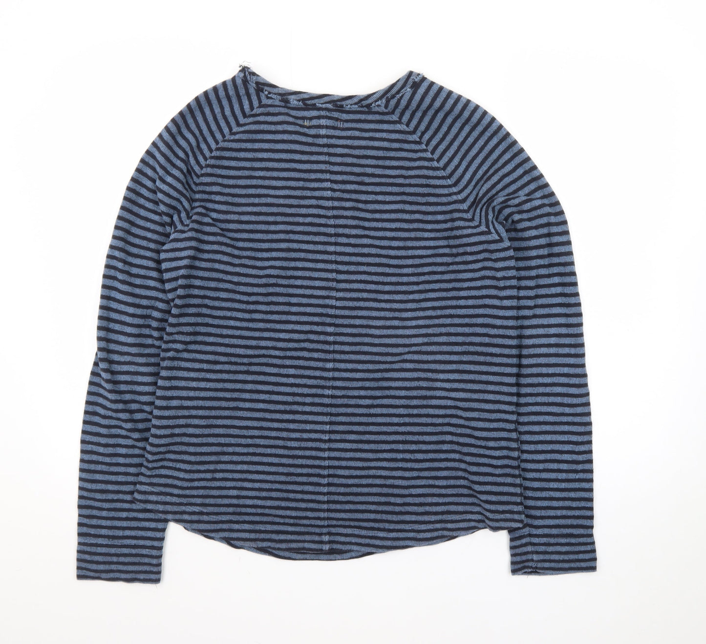 White Stuff Women Blue Striped Long Sleeve Cotton T-Shirt UK 12