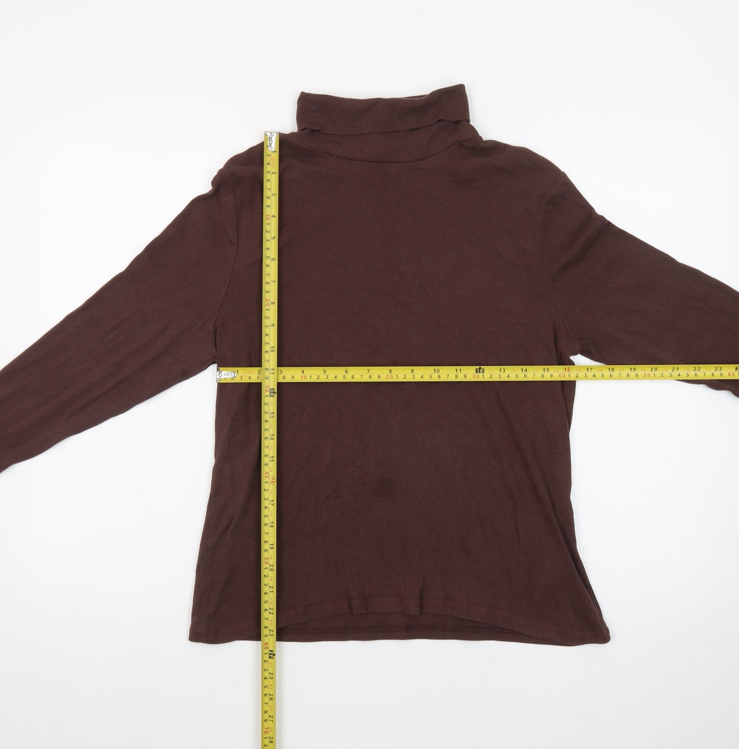 Marks and Spencer Women Brown Roll Neck Long Sleeve Jersey Top Size 18