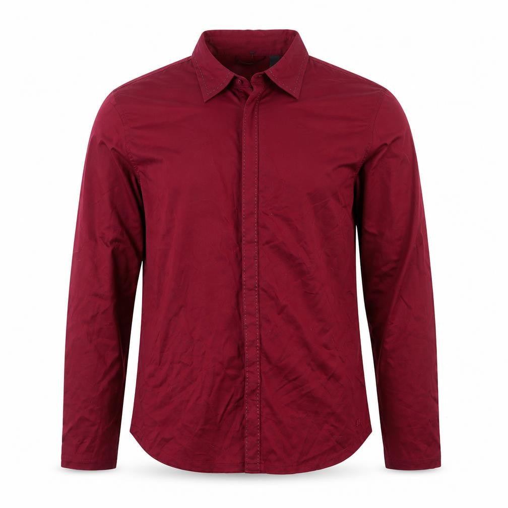 DKNY JEANS Men's Red Cotton Long Sleeve Button-Up Shirt M