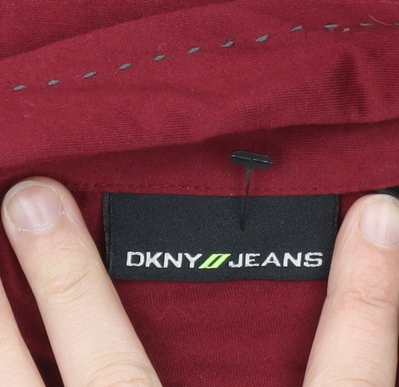 DKNY JEANS Men's Red Cotton Long Sleeve Button-Up Shirt M