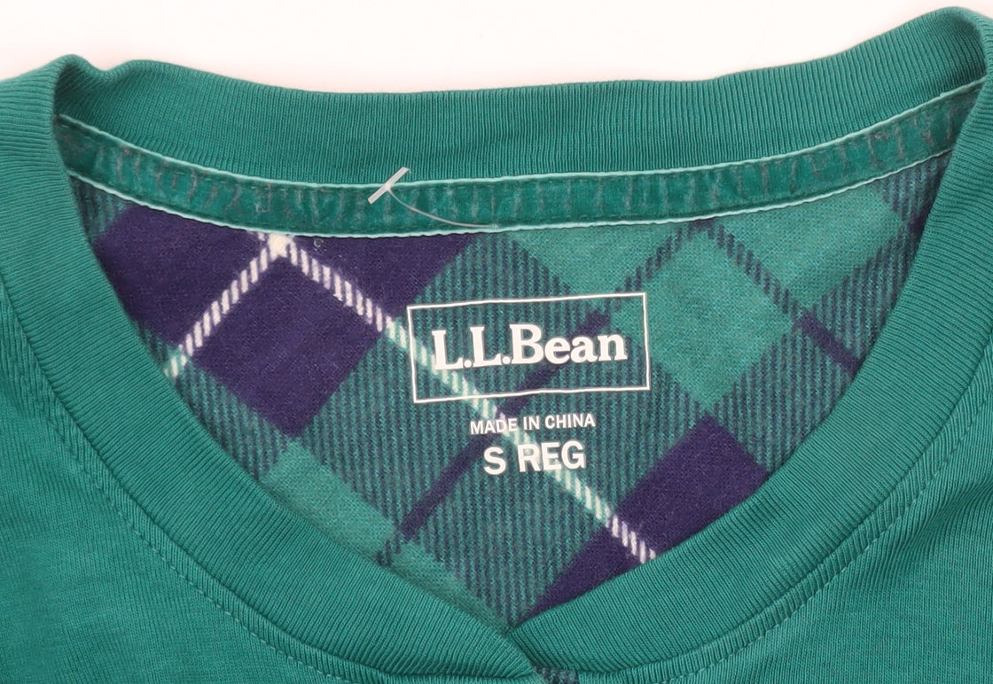 L.L.Bean Men's Green Long Sleeve Henley Cotton T-Shirt Size S