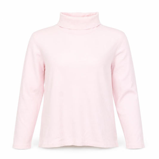 St. John's Bay Women's Pink Roll Neck Long Sleeve Cotton Top M