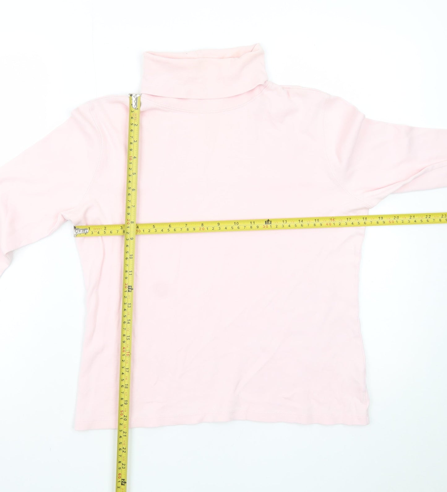 St. John's Bay Women's Pink Roll Neck Long Sleeve Cotton Top M
