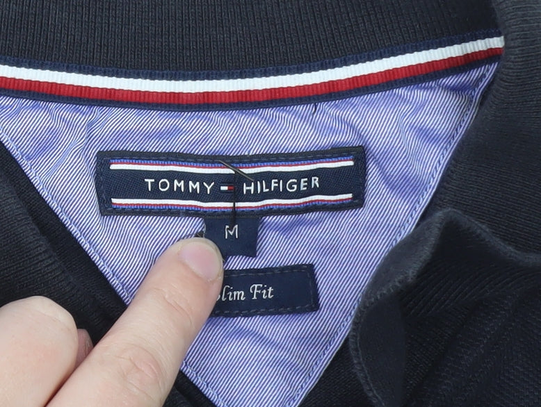 Tommy Hilfiger Men's Black Slim Fit Colourblock Polo Shirt M