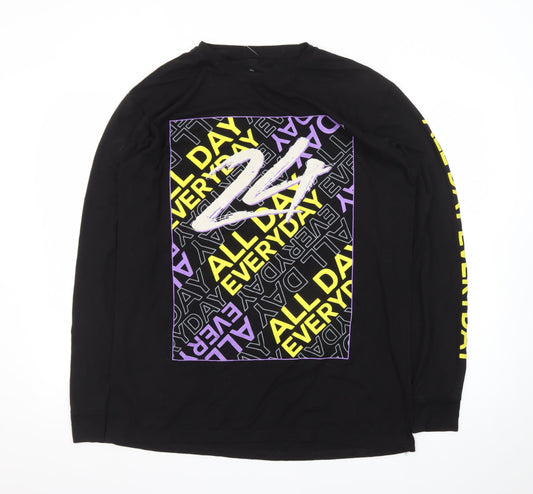 Launder Men's Black Long Sleeve Graphic T-Shirt Size L