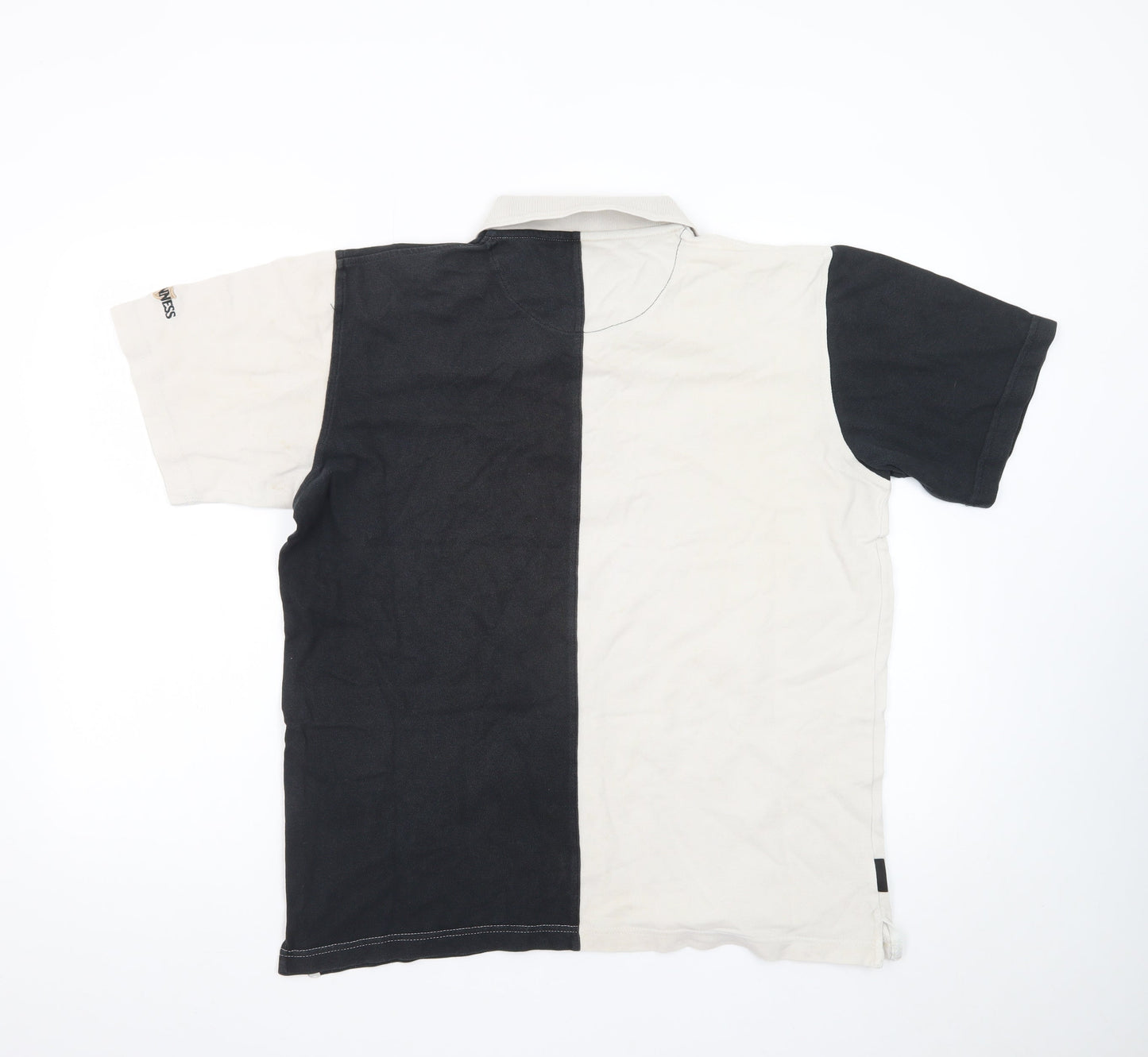 Guinness Men's Black Beige England Colourblock Polo Shirt M