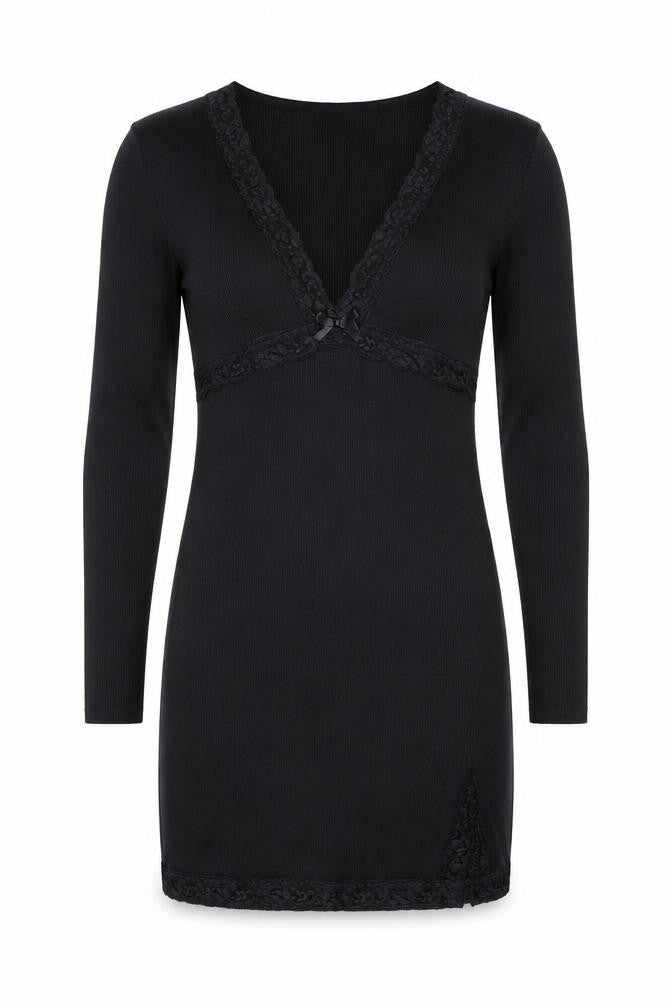 PRETTYLITTLETHING Women's Black Size 16 Lace Trim Bodycon Dress