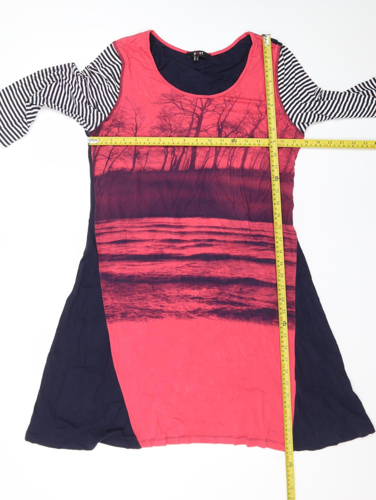 Yest Women’s Multicoloured A-Line Dress Size 14 Scoop Neck 3/4 Sleeve