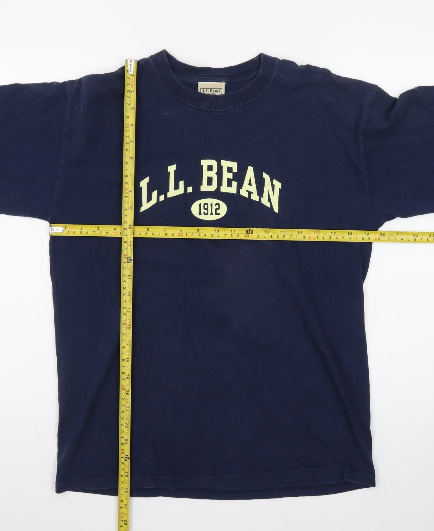 L.L. Bean Men's Blue Long Sleeve Crew Neck Cotton T-Shirt Medium