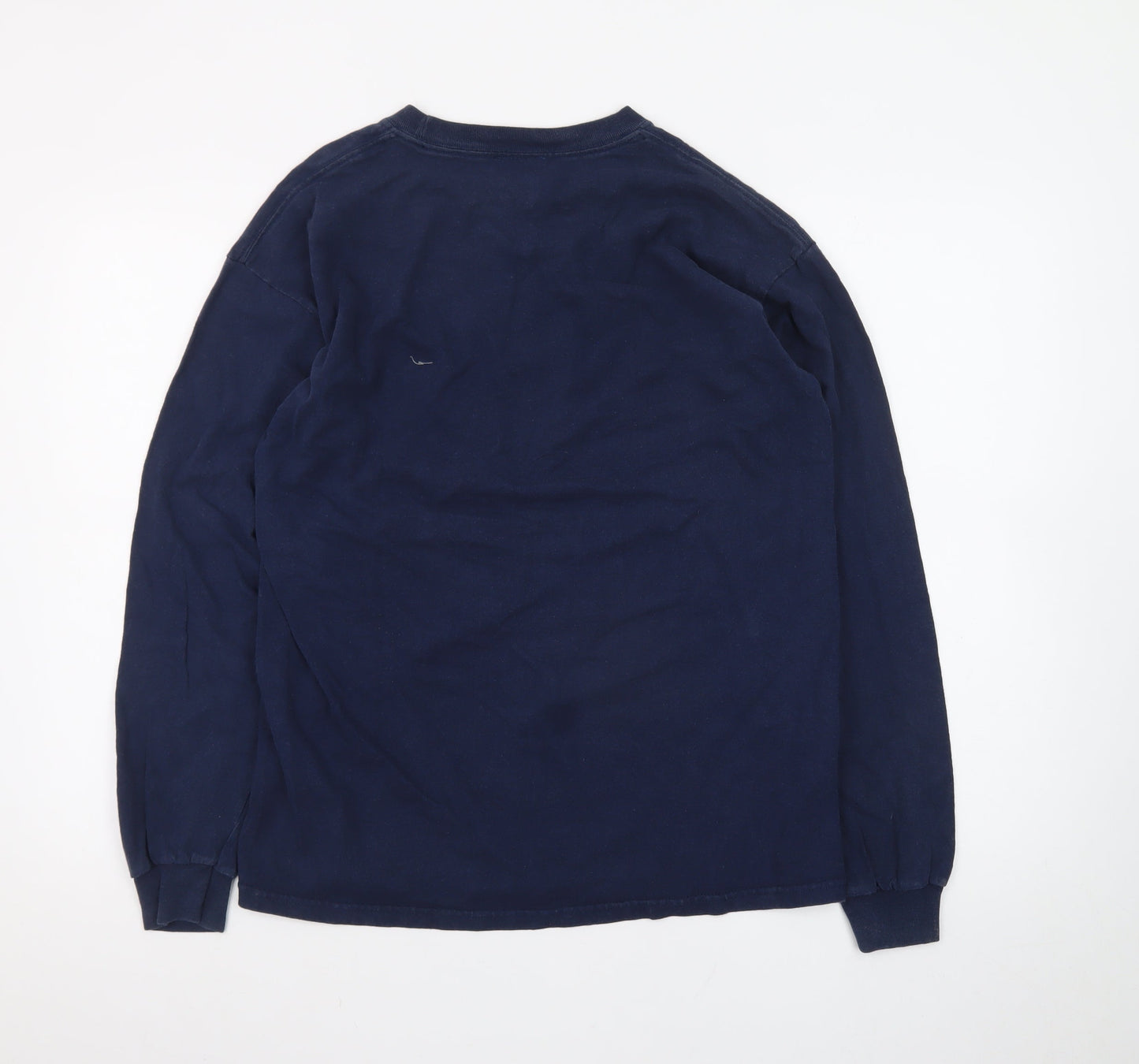 L.L. Bean Men's Blue Long Sleeve Crew Neck Cotton T-Shirt Medium