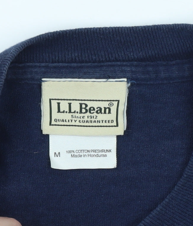 L.L. Bean Men's Blue Long Sleeve Crew Neck Cotton T-Shirt Medium