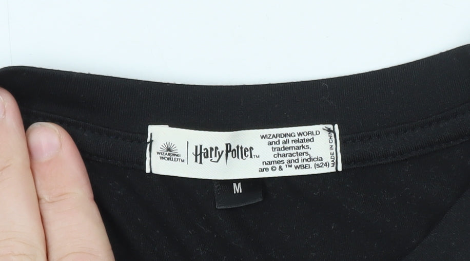 Harry Potter Women's Black Cropped Long Sleeve T-Shirt Size M