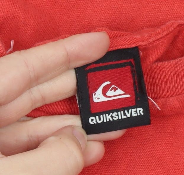 Quiksilver Men's Red Graphic Print Cotton Crew Neck T-Shirt M