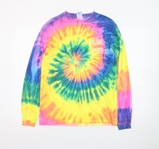 Gildan Men’s Multicoloured Tie-Dye San Francisco Long Sleeve T-Shirt Size M