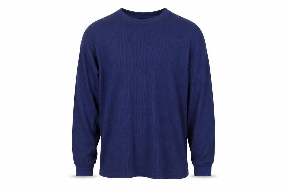 Chaps Men's Blue Long Sleeve Crew Neck Cotton Blend T-Shirt Size M