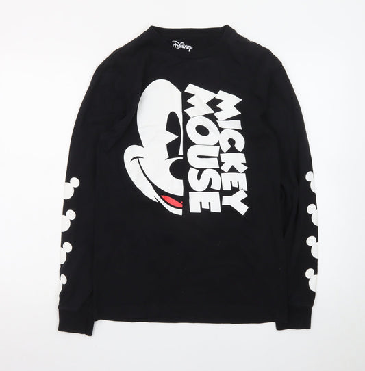 Disney Mickey Mouse Black Long Sleeve Crew Neck T-Shirt Women’s Small