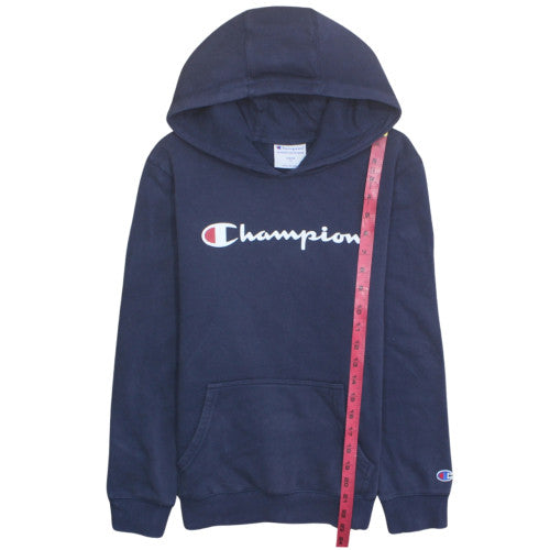 Champion Teens Blue Pullover Hoodie Size 12 Slim Logo Fleece Sweatshirt
