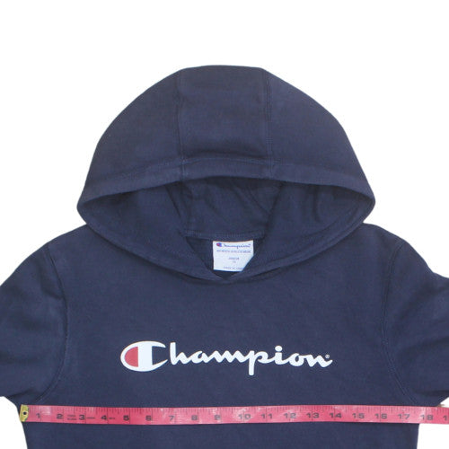 Champion Teens Blue Pullover Hoodie Size 12 Slim Logo Fleece Sweatshirt