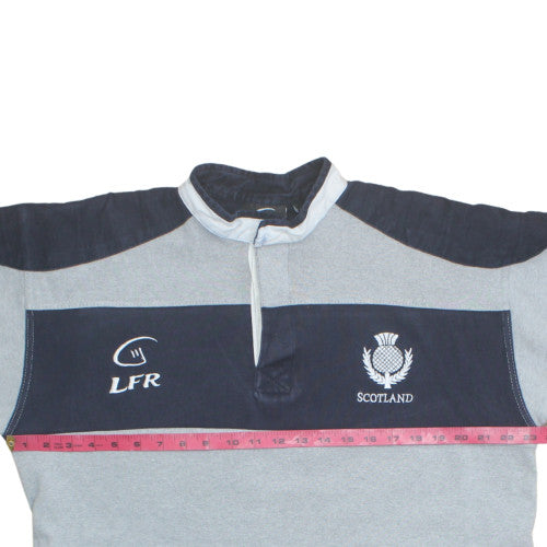 Live For Rugby Scotland Men's Blue Striped Polo Shirt L Short Sleeve