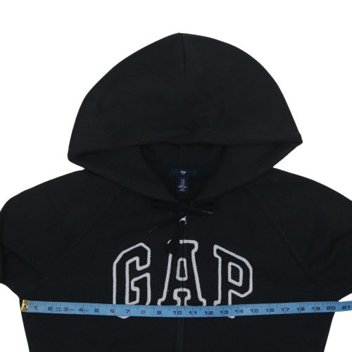 GAP Men Black Full Zip Hoodie M Logo Fleece Sweatshirt