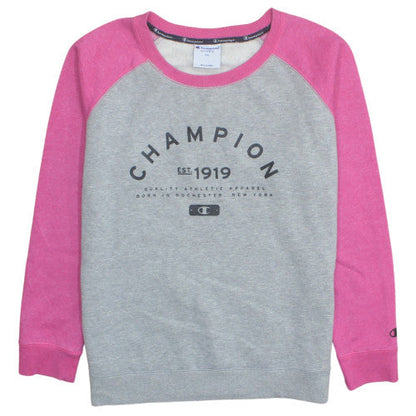 Champion Mens Grey Pink 2XL Pullover Crew Neck Sweatshirt