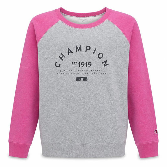 Champion Unisex Grey Pink 2XL Pullover Crew Neck Sweatshirt