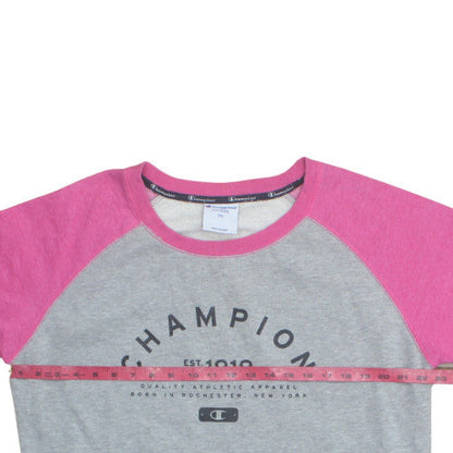 Champion Mens Grey Pink 2XL Pullover Crew Neck Sweatshirt