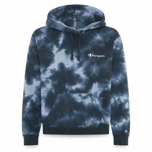 Champion Men’s Blue Tie-Dye Pullover Hoodie L Regular Fit Fleece