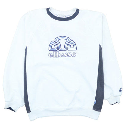 Additional front view of Ellesse men’s white logo pullover sweatshirt, size L