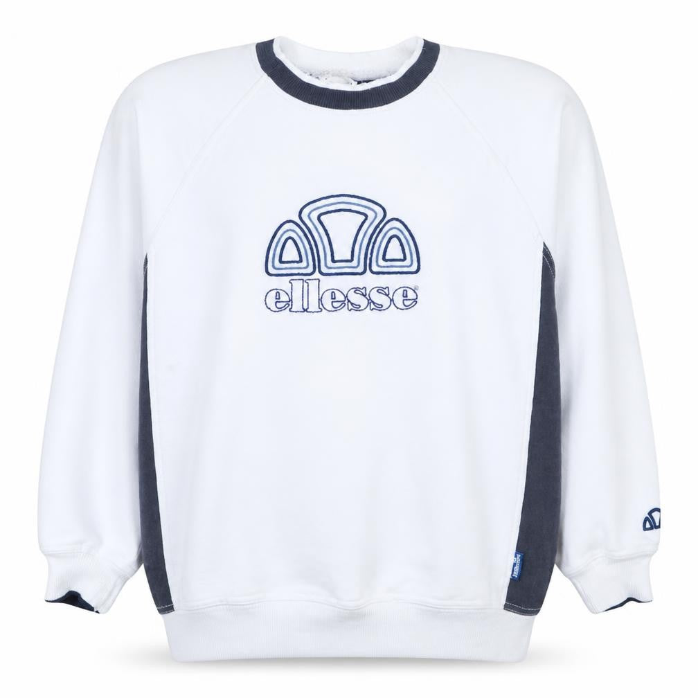 Ellesse Mens White Logo Pullover Sweatshirt Size L