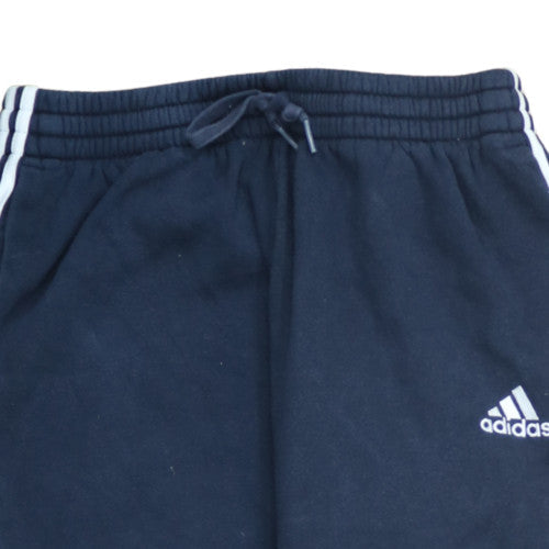 Adidas Mens Blue Large Fleece Joggers with Logo and Drawstring Waist