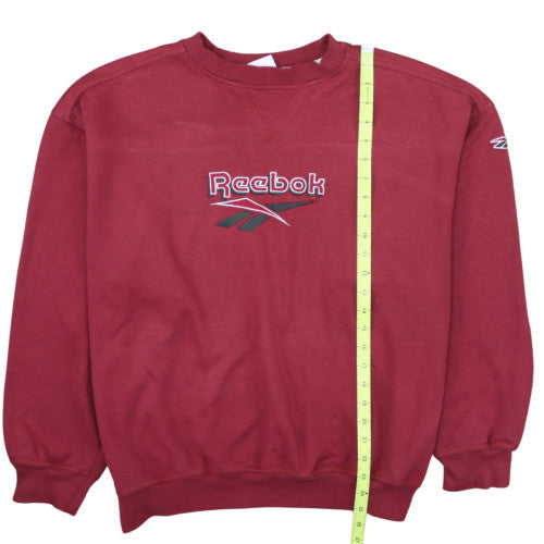 Reebok Men's Red Embroidered Logo Sweatshirt Size L Retro Pullover