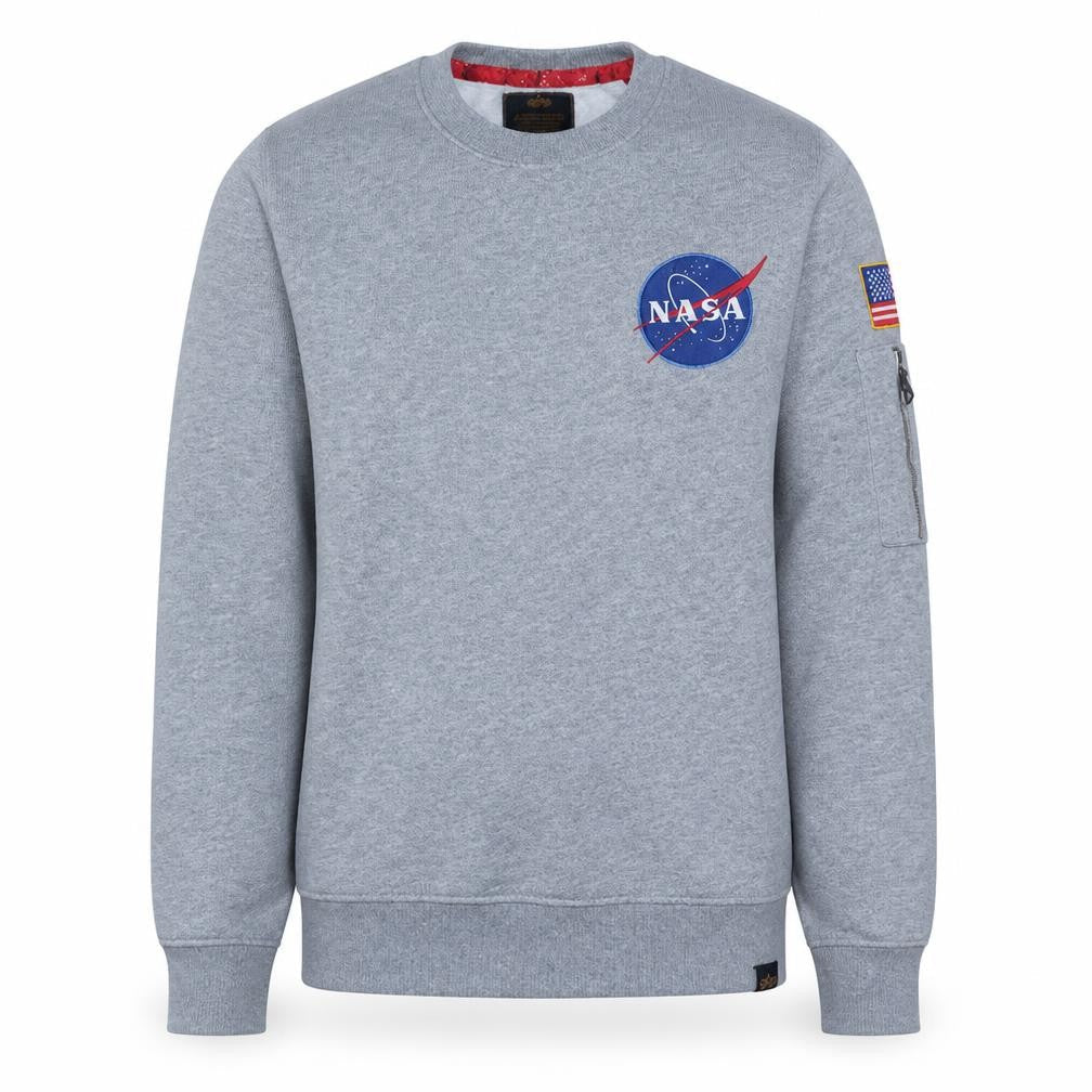 Alpha Industries Men's Grey NASA Crew Neck Sweatshirt Size S