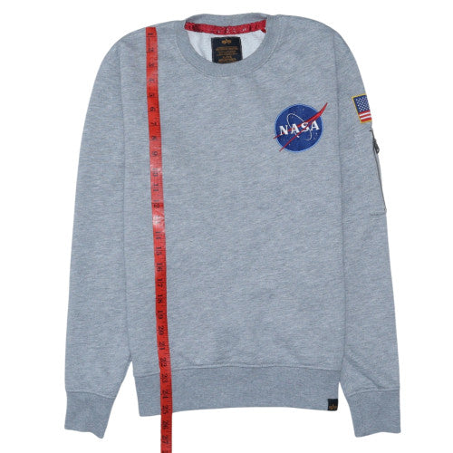 Alpha Industries Men's Grey NASA Crew Neck Sweatshirt Size S