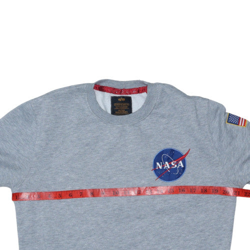 Alpha Industries Men's Grey NASA Crew Neck Sweatshirt Size S
