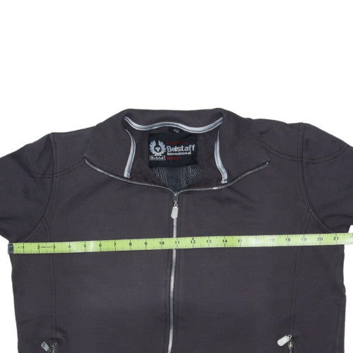 Belstaff Women Black Full Zip Hoodie Jacket Size L Logo Embroidered