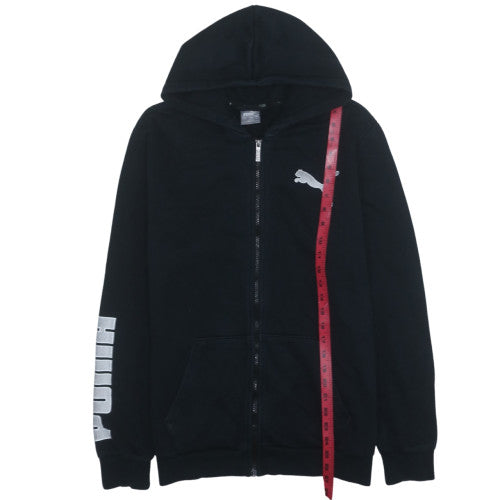 Puma Womens Black L Full Zip Hoodie with Logo Print