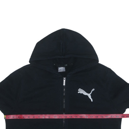Puma Womens Black L Full Zip Hoodie with Logo Print